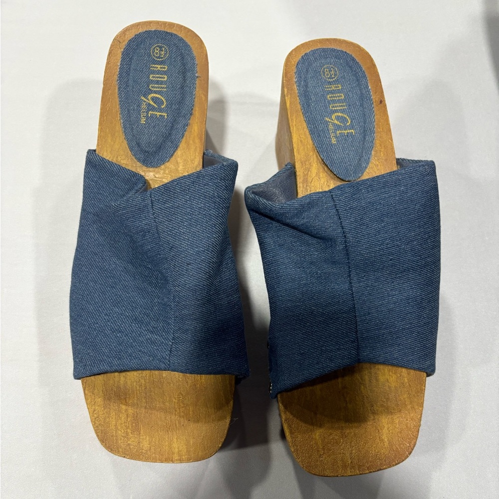 Blue Wedge Sandals
